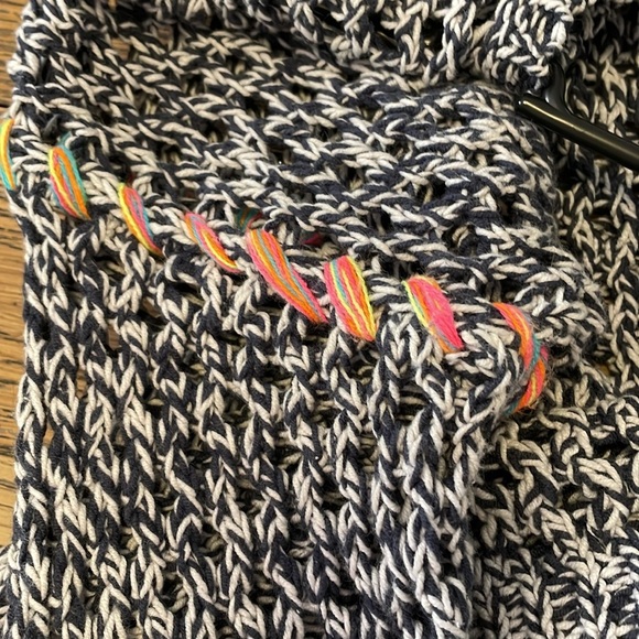 Open Knit Sweater Black White Pullover Long Sleeve Lightweight  Boho - Picture 7 of 7